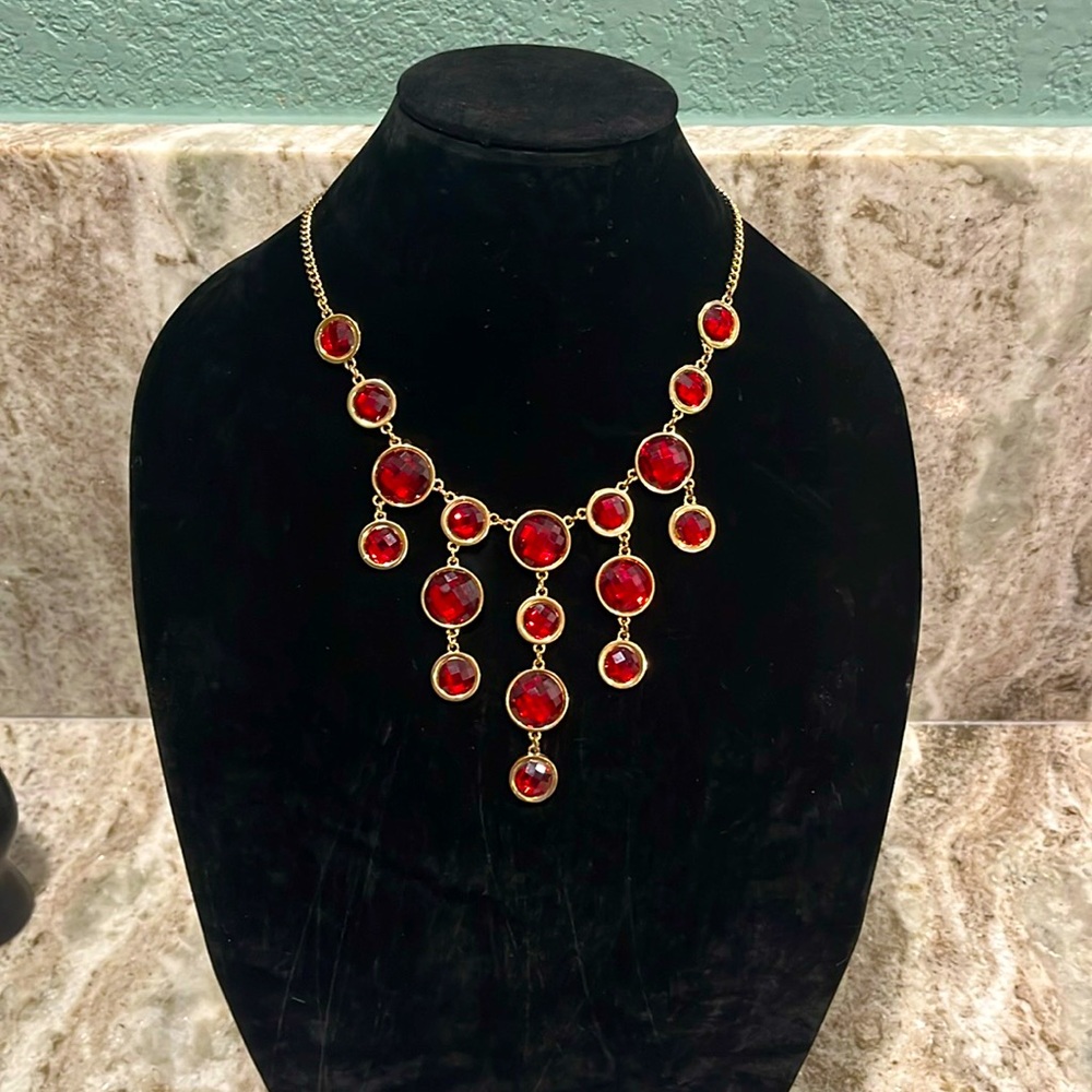 Quality costume jewelry purchased on QVC. Red and gold beauty.